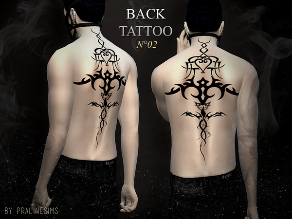 Sims 4 Back Tattoo N02 by Pralinesims at TSR