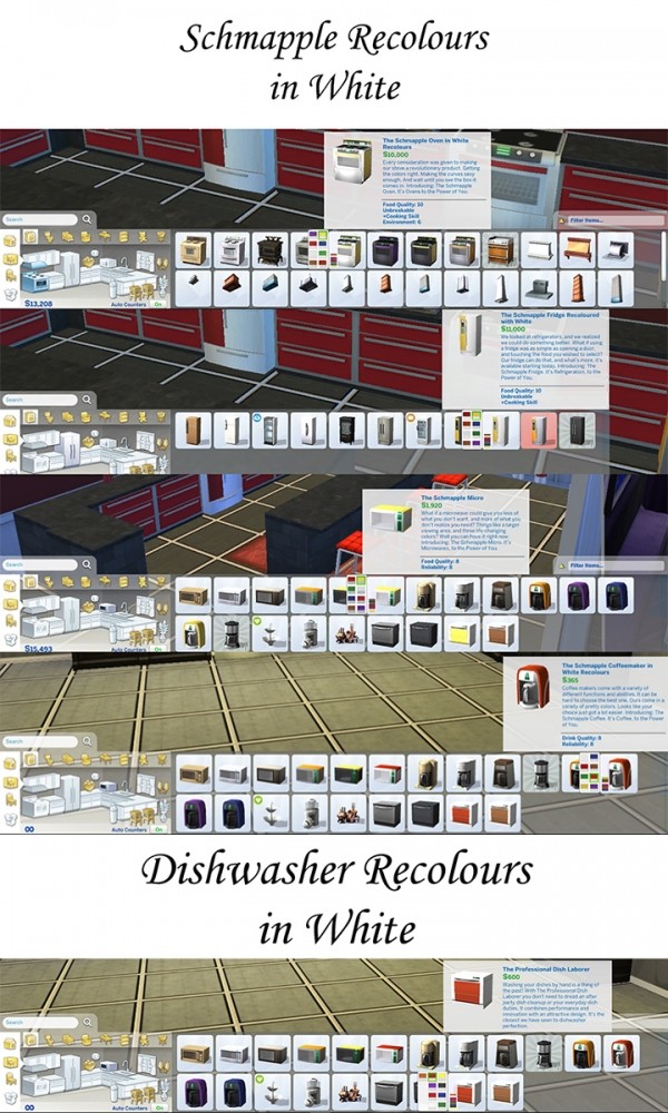 Sims 4 Schmapple Appliances in White Recolours by Simmiller at Mod The Sims