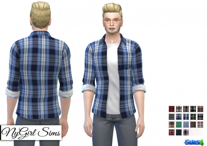 Sims 4 Plaid Button Up with Tee at NyGirl Sims