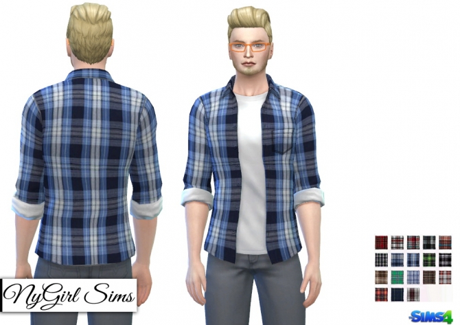 Plaid Button Up with Tee at NyGirl Sims » Sims 4 Updates
