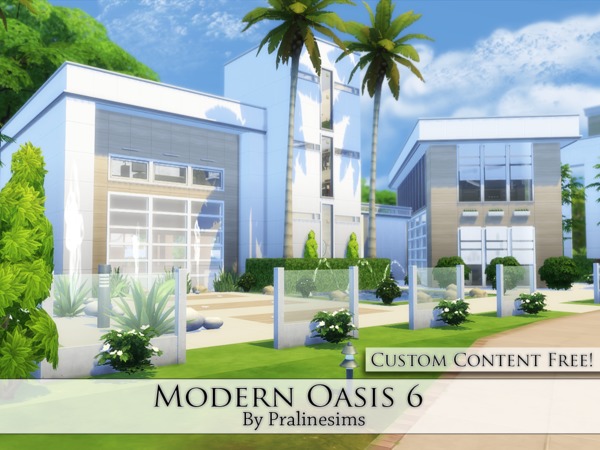 Sims 4 Modern Oasis 6 house by Pralinesims at TSR