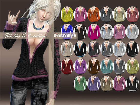 Sims 4 GIRUTO 4 V neck Sweater at Studio K Creation