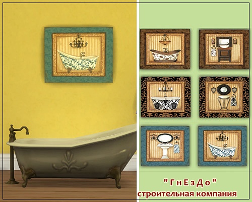 Sims 4 Decoupage picture bathroom at Sims by Mulena
