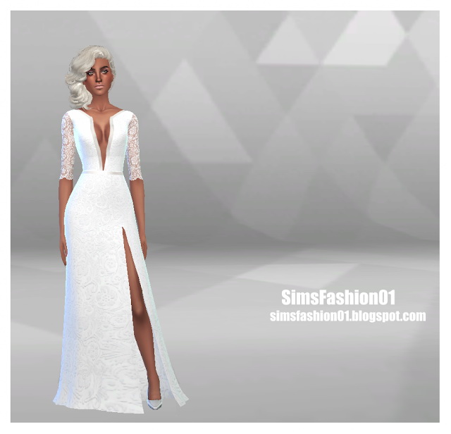 Sims 4 Wedding Dress With Slit at Sims Fashion01