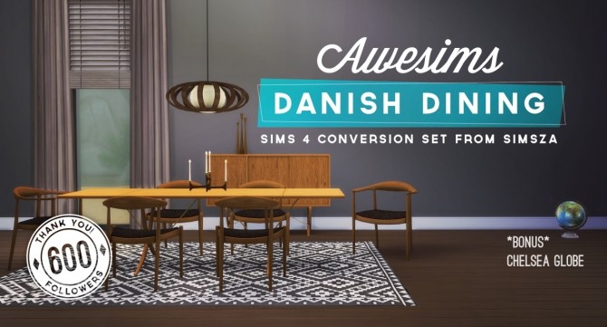 Sims 4 Awesims Danish Dining Conversion Set at Simsza