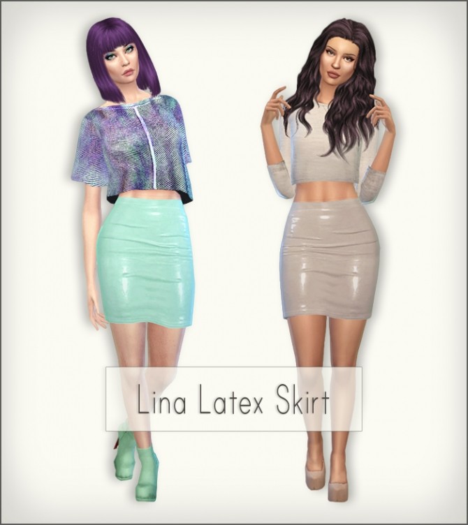 Sims 4 Lina latex skirt at Simsrocuted
