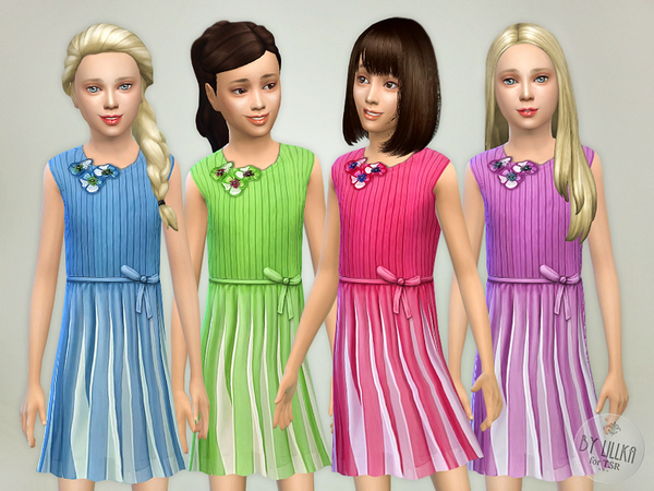 Sims 4 Pleated Dress by lillka at TSR