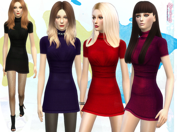 Sims 4 Monica Jersey Dress by Simsimay at TSR