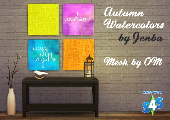Sims 4 Autumn Watercolors (Home Craft Wall Decor) at Jenba Sims