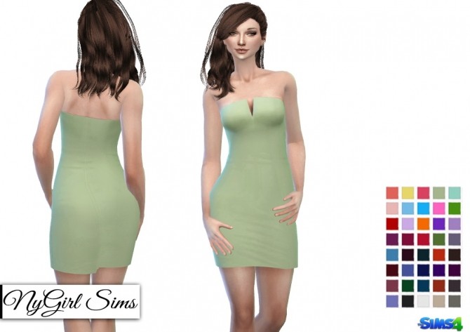 Sims 4 V Neck Dress in Solid Color at NyGirl Sims
