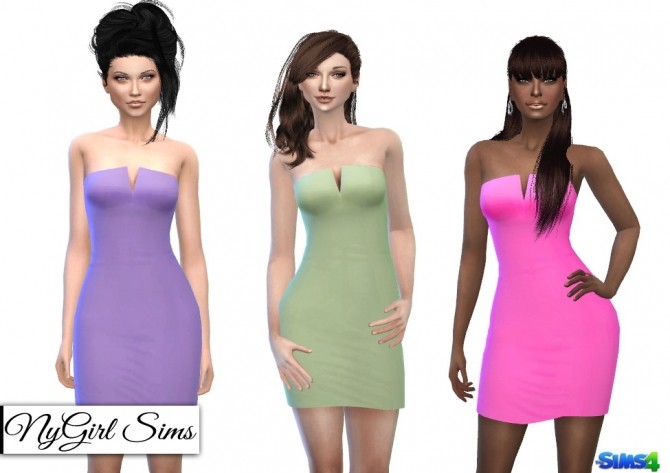 Sims 4 V Neck Dress in Solid Color at NyGirl Sims