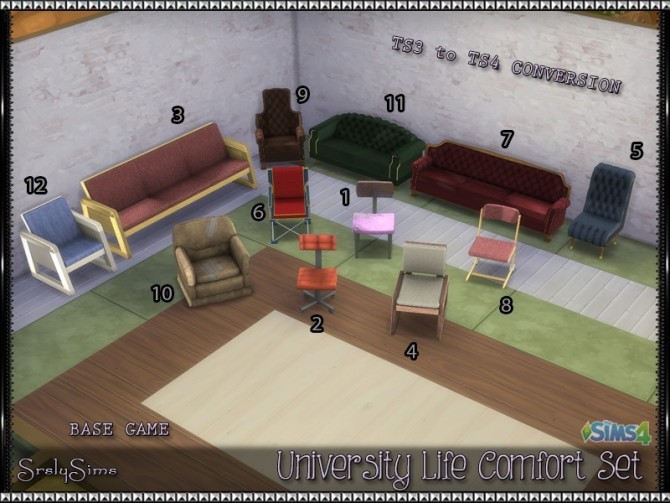 Sims 4 University Comfort Set at SrslySims