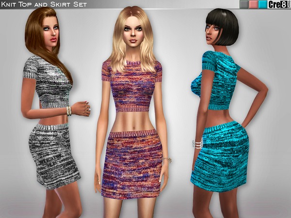 Sims 4 Knit Top and Skirt Set by Cre8Sims at TSR