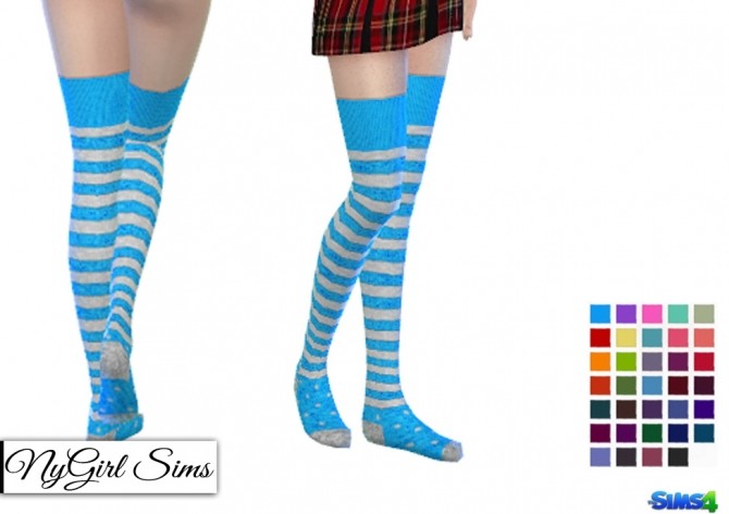 Sims 4 Stripes and Polka Dot Thigh High Socks at NyGirl Sims