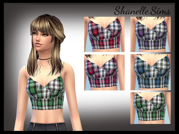 Sims 4 Checked crop Bralet by shanelle.sims at TSR