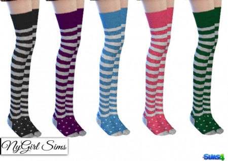 Stripes and Polka Dot Thigh High Socks at NyGirl Sims » Sims 4 Updates