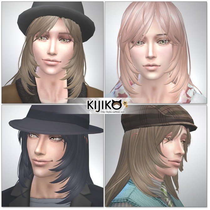 Sims 4 Long Layered Hair for males at Kijiko