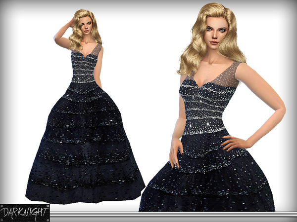 Sims 4 Sequin Embellished Tulle Gown by DarkNighTt at TSR