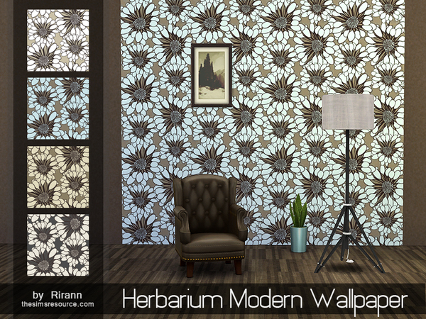 Sims 4 Herbarium Modern Wallpaper by Rirann at TSR