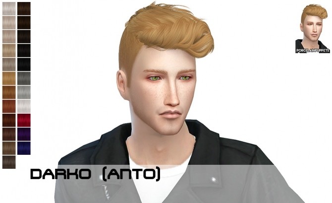 Sims 4 Anto Darko hair recolor at Porcelain Warehouse