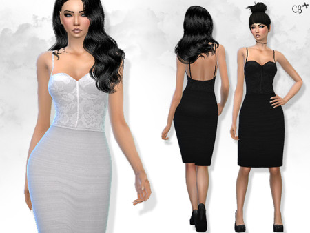 Pencil dress with straps by CherryBerrySim at TSR » Sims 4 Updates