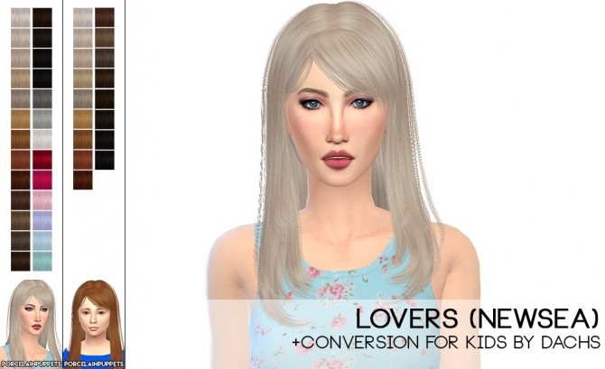Sims 4 Newsea Lovers + LoveAndKiwi hair retextures at Porcelain Warehouse