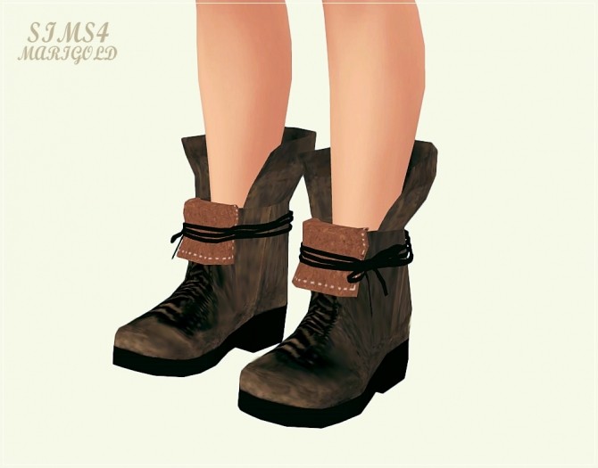 Male up-collar lace-up ankle boots at Marigold » Sims 4 Updates