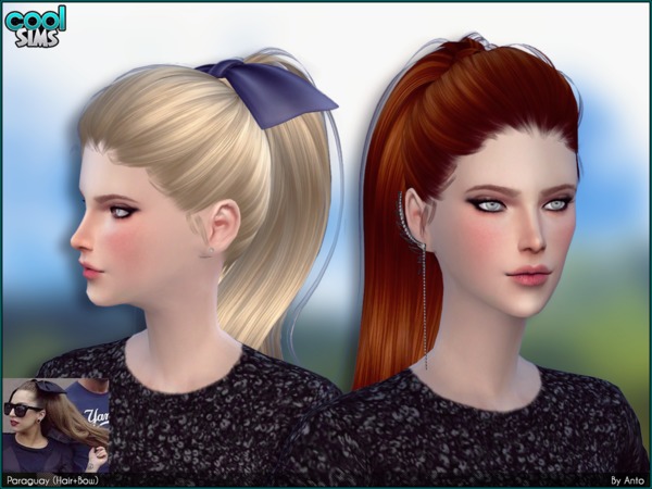 Sims 4 Anto Paraguay Hair + Bows by Alesso at TSR