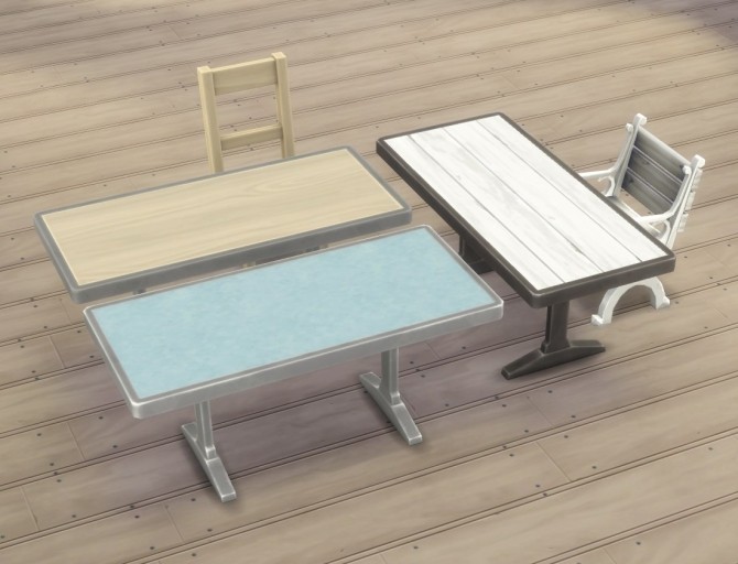 Sims 4 Metal Table 2×1 with Lino/Wood Top by plasticbox at Mod The Sims