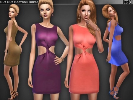 Cut Out Bodycon Dress by Cre8Sims at TSR