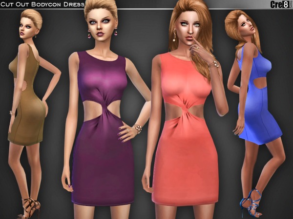 Sims 4 Cut Out Bodycon Dress by Cre8Sims at TSR