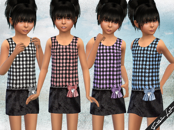 Sims 4 Black Checked Dress by Fritzie.Lein at TSR