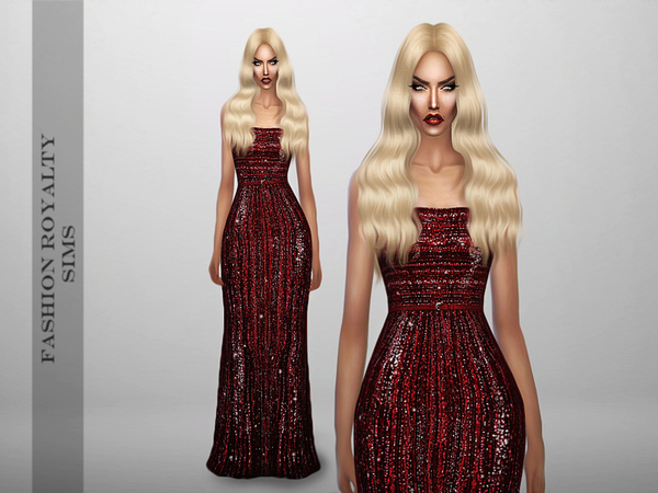 Sims 4 Glitter Red Gown by FashionRoyaltySims at TSR