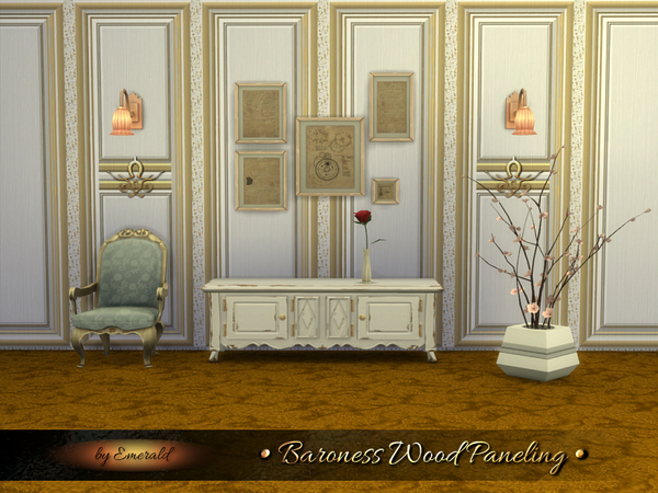Sims 4 Baroness Wood Paneling by emerald at TSR