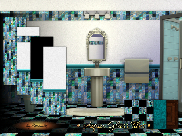 Sims 4 AquaGlass Tiles by emerald at TSR