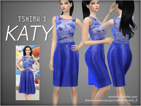Sims 4 KATY dress by tsminh 3 at TSR