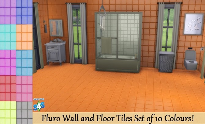 Sims 4 Fluro Wall and Floor Tiles Set by wendy35pearly at Mod The Sims