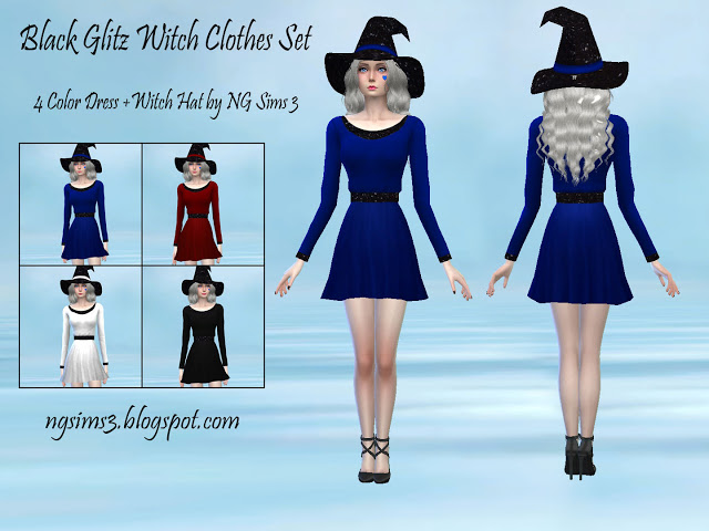Black Glitz Witch Clothes Set Dress at NG Sims3 » Sims 4 Updates