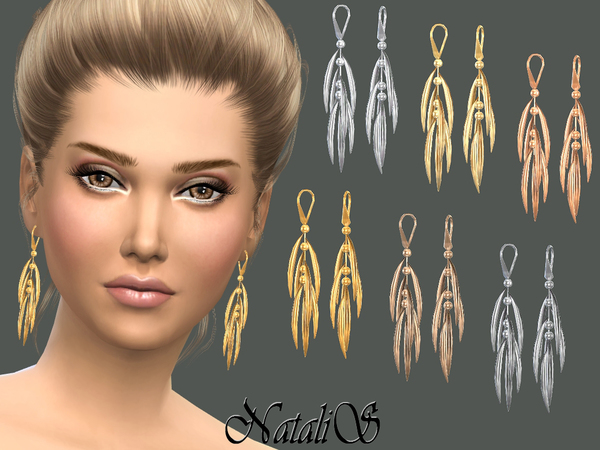 Sims 4 Thorn like tassel earrings by NataliS at TSR
