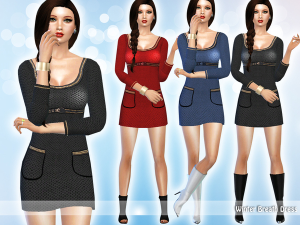Sims 4 Winter Breath Dress by Saliwa at TSR