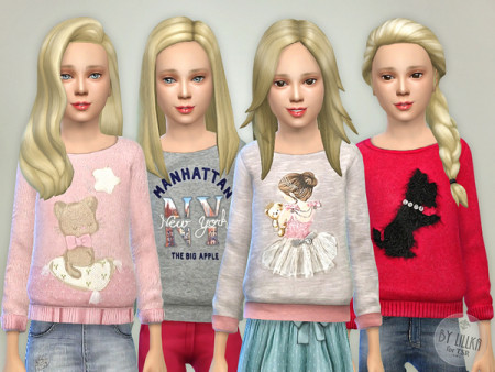 Printed Sweatshirt for Girls P03 by lillka at TSR » Sims 4 Updates