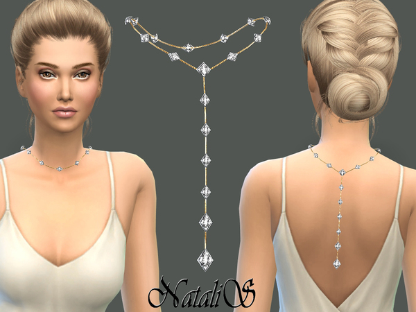 Sims 4 Back drop crystals necklace by NataliS at TSR