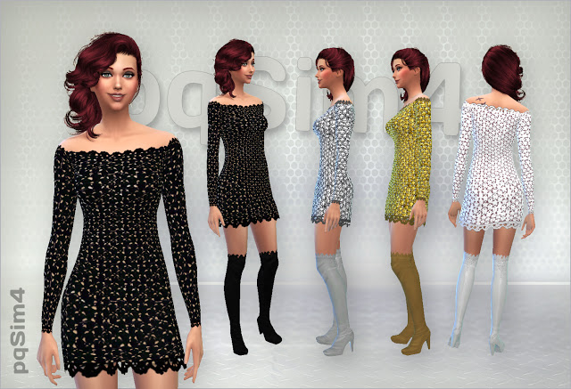 Sims 4 Crochet dress and boots at pqSims4