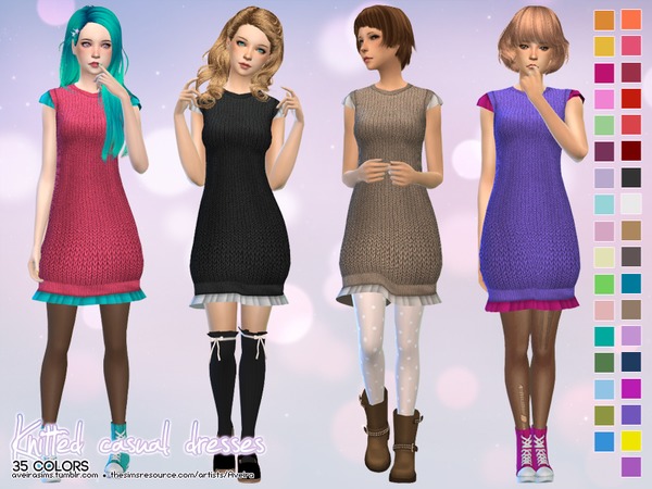 Sims 4 Knitted casual dresses by Aveira at TSR