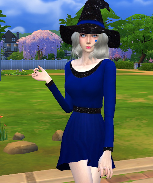 Sims 4 Black Glitz Witch Clothes Set Dress at NG Sims3