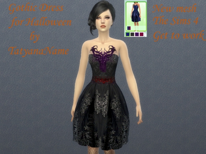 Gothic dress for Halloween at Tatyana Name » Sims 4 Updates