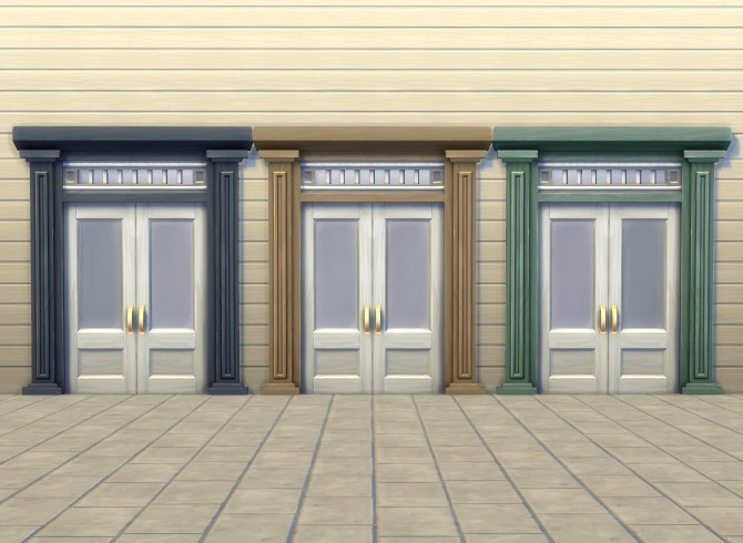Sims 4 Two tile Door with Faux Columns by plasticbox at Mod The Sims