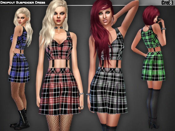 Sims 4 Dropout Suspender Dress by Cre8Sims at TSR