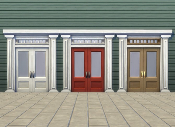 Sims 4 Two tile Door with Faux Columns by plasticbox at Mod The Sims