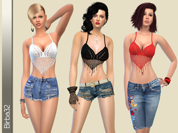 Sims 4 Crazy for denim outfit by Birba32 at TSR